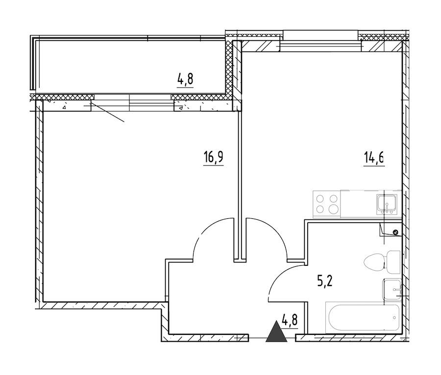 1-комнатная квартира 44.3 м², 2/8 эт., ЖК «Квартал Che»